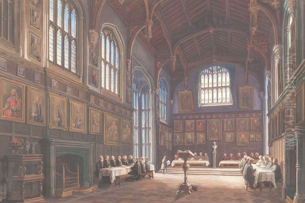 Oxford (hall Of Christ-church) Oil Painting by Carl Ludwig Rundt