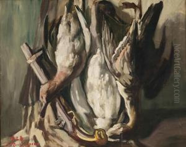 Ahunting Theme Oil Painting by Jalmari Ruokokoski