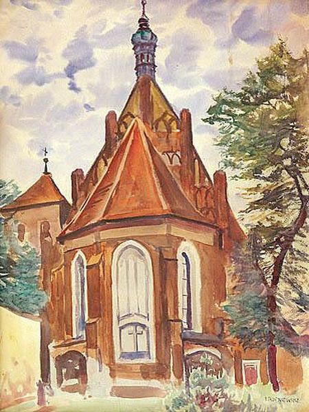 Kosciol Gotycki Oil Painting by Jerzy Mieczyslaw Rupniewski