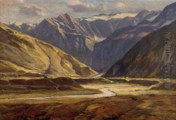 Tal Im Dachsteingebiet Oil Painting by Michael Ruppe