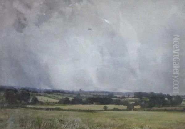 Landscape With Bi-plane Oil Painting by George Robert Rushton