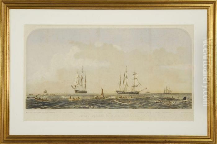 Sperm Whaling With Its Varieties Oil Painting by Benjamin Russell