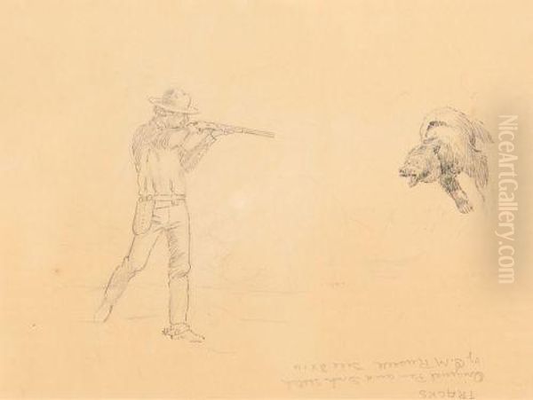 Tracks (reverse) Oil Painting by Charles Marion Russell