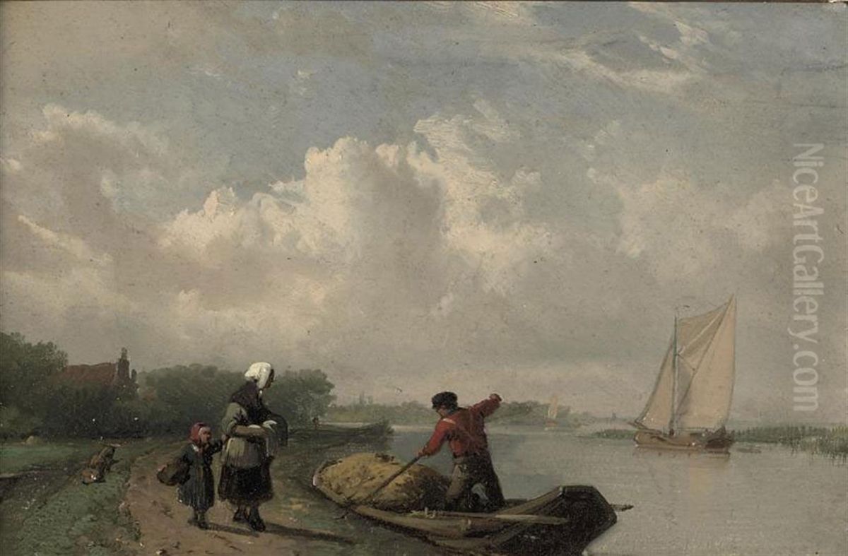 View Of A Canal In Summer Oil Painting by Johan Adolph Rust