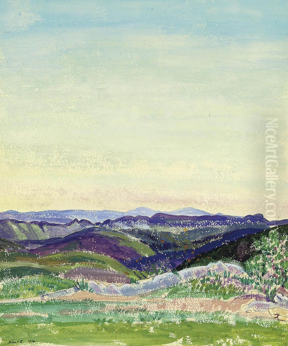 View From The Plateau Napoleon, Grasse, France Oil Painting by Albert Rutherston