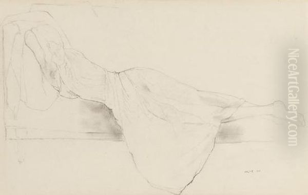 Reclining Woman Oil Painting by Albert Rutherston