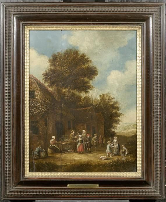 Peasants Feasting Oil Painting by E. Ruytenbach