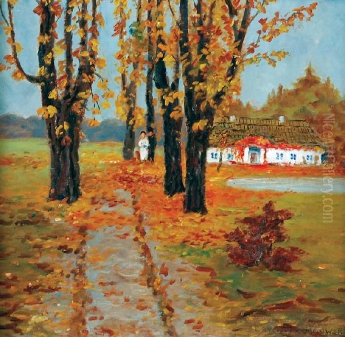 Jesienny Spacer Oil Painting by Bronislawa Rychter-Janowska