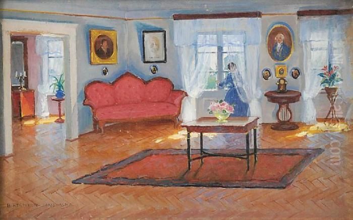 Kobieta Przy Oknie W Salonie Oil Painting by Bronislawa Rychter-Janowska