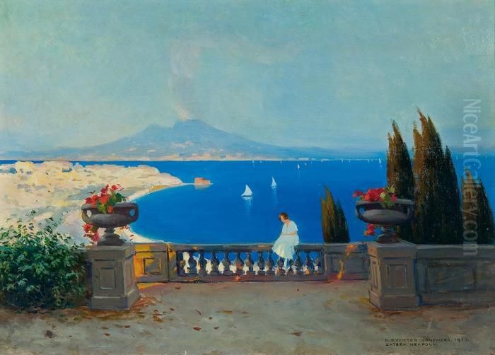 Neapolitan Bay Oil Painting by Bronislawa Rychter-Janowska