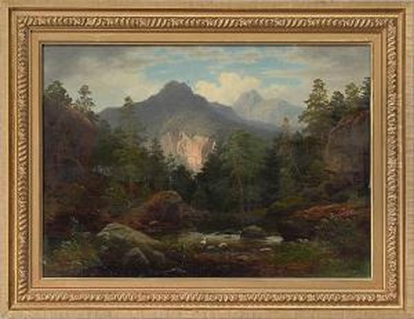 Carpathian Mountains Oil Painting by Georg-Eduard Otto Saal