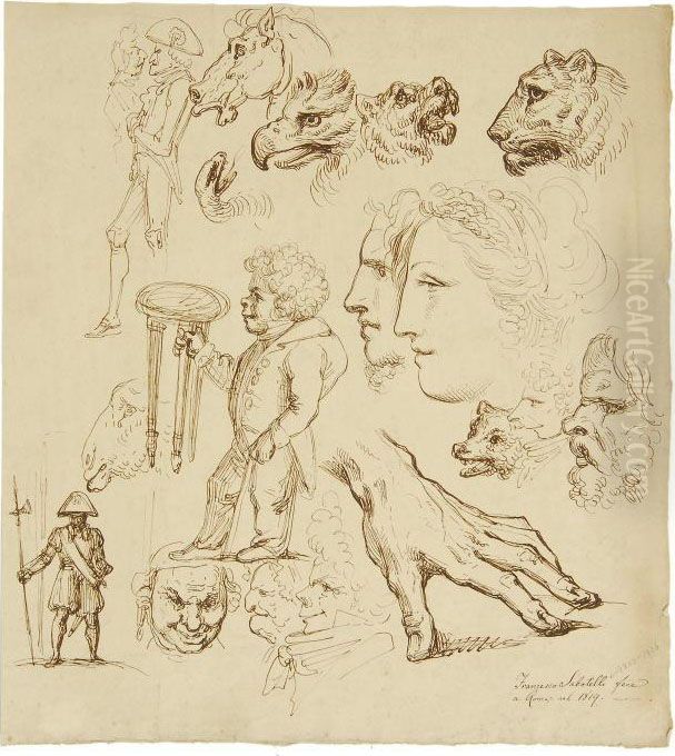 Figural Studies Oil Painting by Francesco Sabatelli