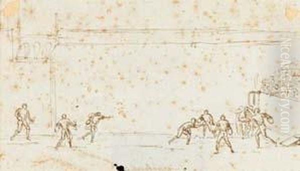 Il Gioco Della Pelota A Rete Oil Painting by Luigi Sabatelli