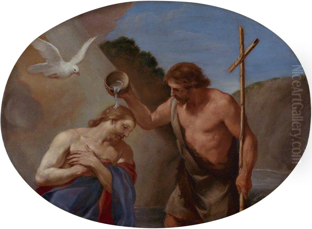 The Baptism Of Christ Oil Painting by Andrea Sacchi