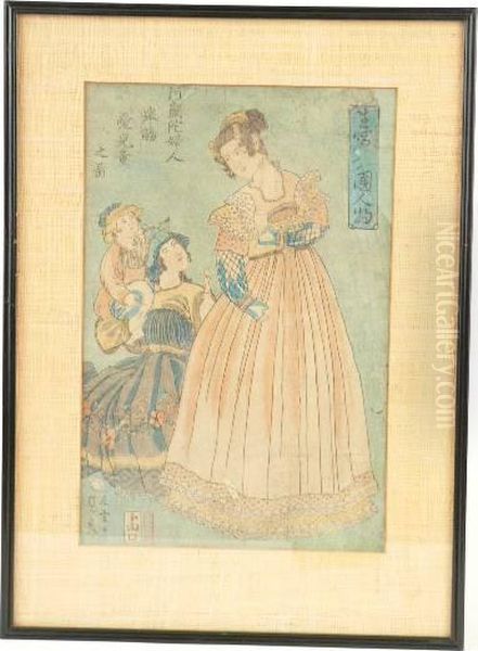 Western Women Oil Painting by Utagawa Sadahide