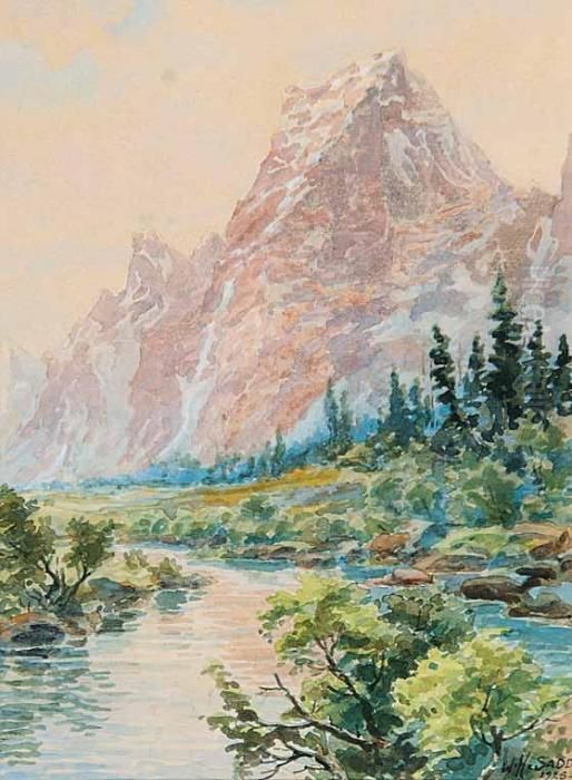 Mount Geikie, Canadian Rockies Oil Painting by William Harvey Sadd