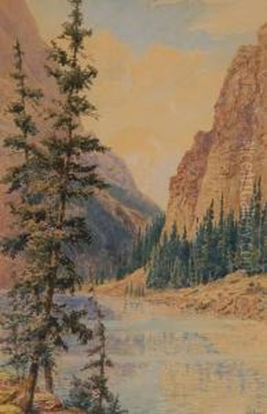 Canadian Mountain Landscape Oil Painting by William Harvey Sadd