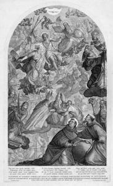 Christus Verteilt Die Heiligen Waffen Oil Painting by Raphael Ii Sadeler