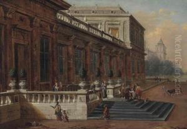 A Capriccio Of A Palace Terrace, With The Return Of The ProdigalSon Oil Painting by Jacobus Saeys