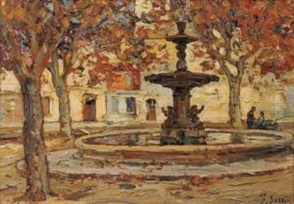 La Fontaine De Martigues Oil Painting by Fernand Salkin