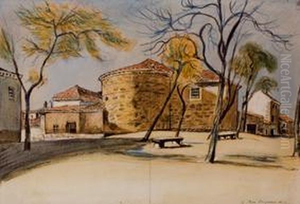 Plaza De Pueblo Oil Painting by Francisco Sancha y Lengo