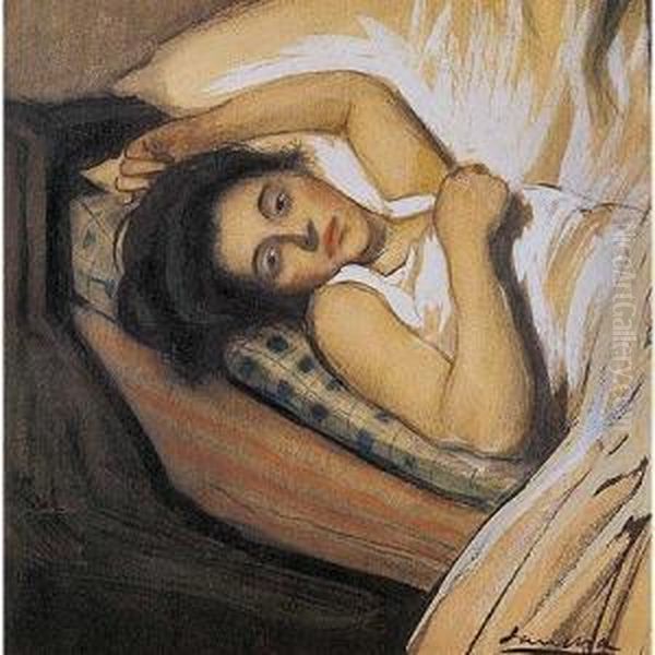 Mujer Recostada Oil Painting by Francisco Sancha y Lengo