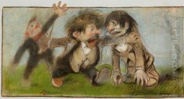 Personajes Caricaturescos Oil Painting by Francisco Sancha y Lengo