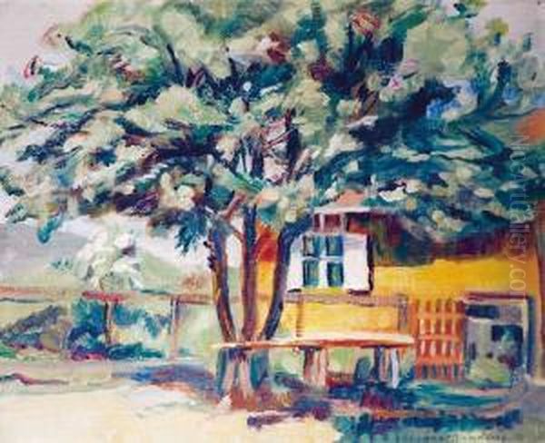 Hos Amalie I Svingen 1933 Oil Painting by Einar Sandberg