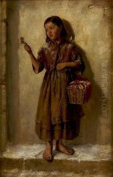 The Little Flower Seller Oil Painting by Robert Sanderson