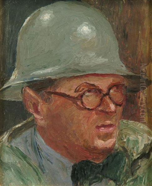 Study Of A Manin A Tin Hat Oil Painting by Pietro Sansalvadore
