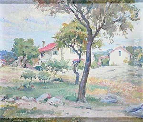 Paisaje Con Casas Oil Painting by Marceliano Santa Maria Sedano