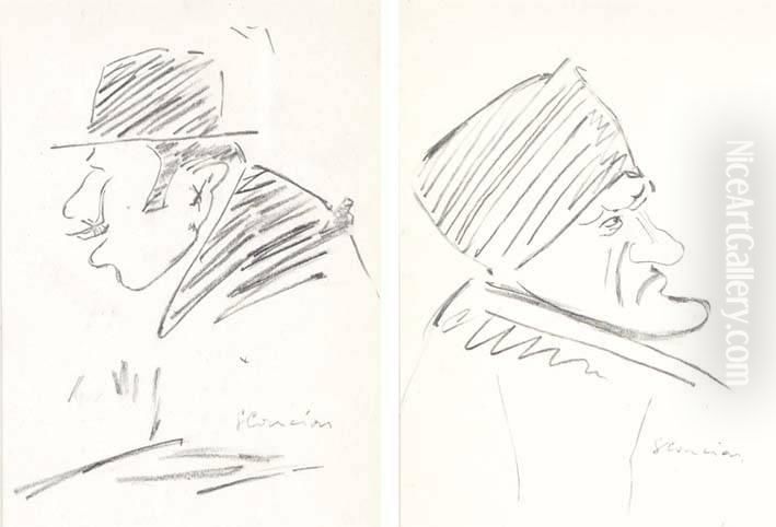 Caricature Oil Painting by Sante Cancian