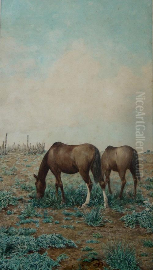 Caballos Oil Painting by Juan Sanuy