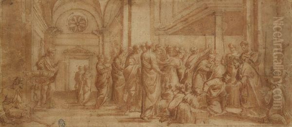 Scene De Communion Dans Une Eglise Oil Painting by Raphael