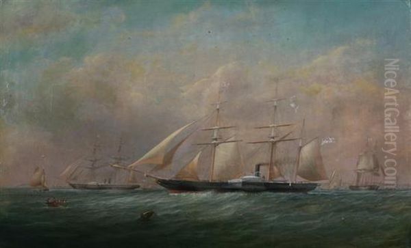 Off The Coast, Portsmouth Oil Painting by H. Sargeant