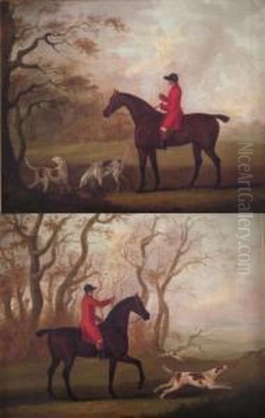 Two Fox Hunting Oil Painting by John Nost Sartorius