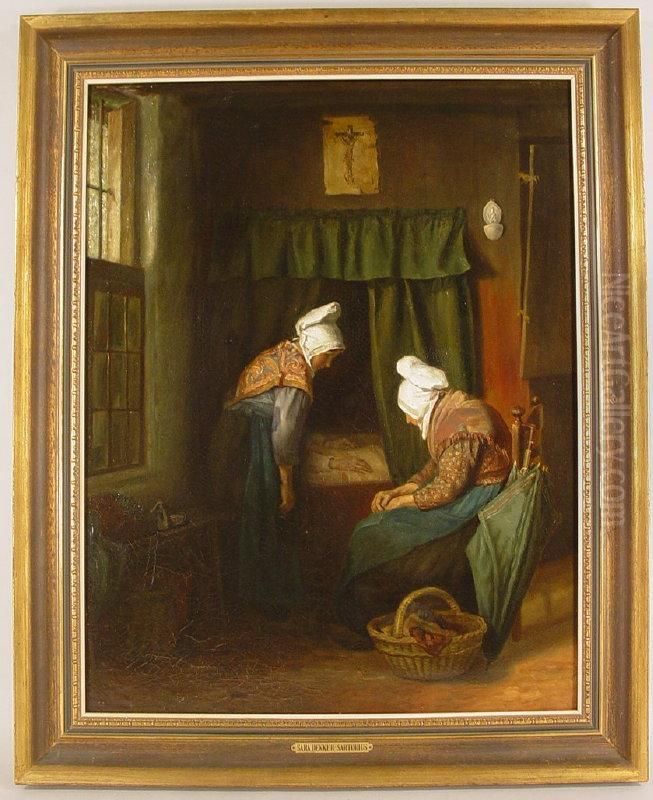 Woman In An Interior Oil Painting by Sara Sartorius