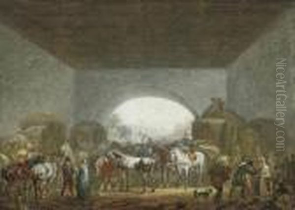 Travellers In A Coaching Inn Oil Painting by Alexandre Ivanovitch Sauerweid