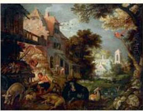 Paysage Avec Le Fils Prodigue Oil Painting by Hans Savery