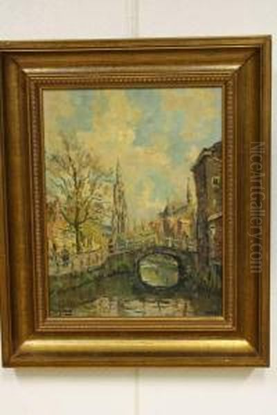 De Oude Gracht Te Delft Oil Painting by Hendrik Schaap