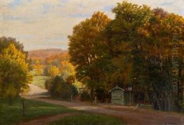 Herbsttag Im Halterbachtal Oil Painting by Karl Martin Schade