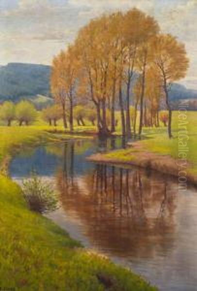 Fruhling An Der Donau Oil Painting by Karl Martin Schade