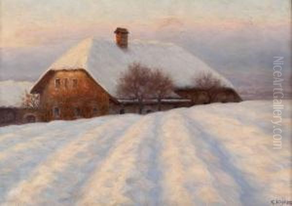 Herbstabend Bei Burghausen Oil Painting by Karl Martin Schade