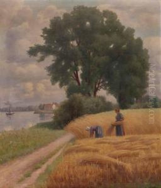 Donauufer Bei Brandstadt Oil Painting by Karl Martin Schade