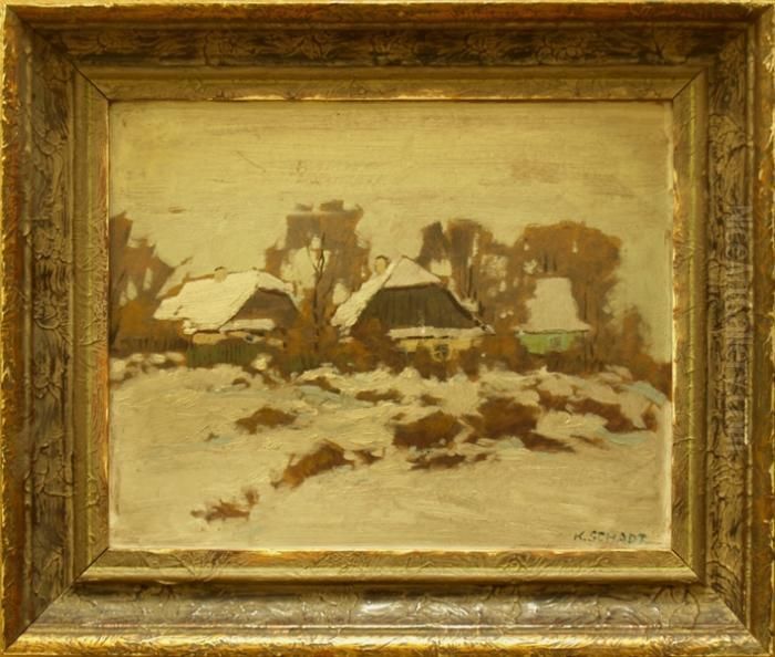 Chalupy V Zim
I Oil Painting by Karel Schadt