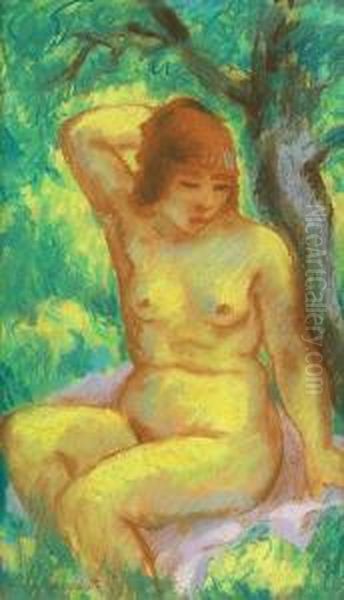 Madchen Im Wald Nr. 3 Oil Painting by Fritz Schaefler