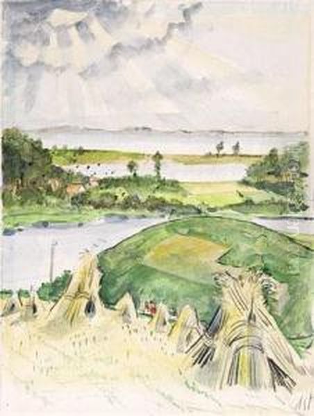 Boddenlandschaft Usedom Oil Painting by Albert Schafer-Ast