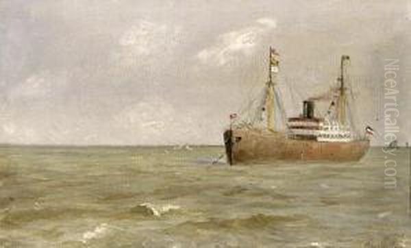 Frachtschiff 'bulgaria' Oil Painting by Franz Schaffner