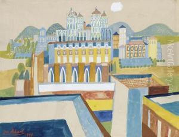 Stadtblick Oil Painting by Josef Scharl