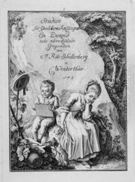 Studien Fur Geubtere Anfanger. Oil Painting by Johann Rudolf Schellenberg